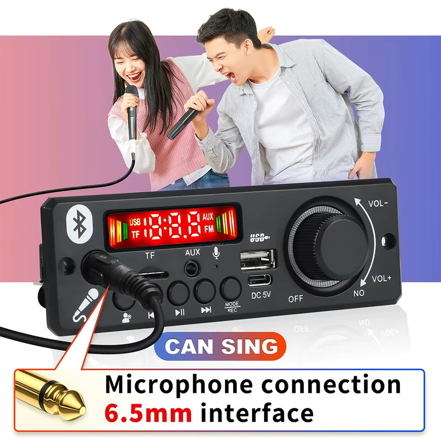 KEBIDU Bluetooth MP3-Player Decoder-Board mit 6W Verstärker, USB und TF-Slot, Stereo-Audio-Modul in Schwarz - Bild 4