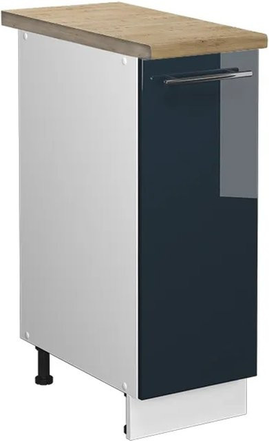 Vicco Apothekerunterschrank Fame-Line Weiß Dunkelblau Hochglanz mit Arbeitsplatte Eiche B: 30 cm, T: 20,53 cm, H: 51,6 cm - Bild 2