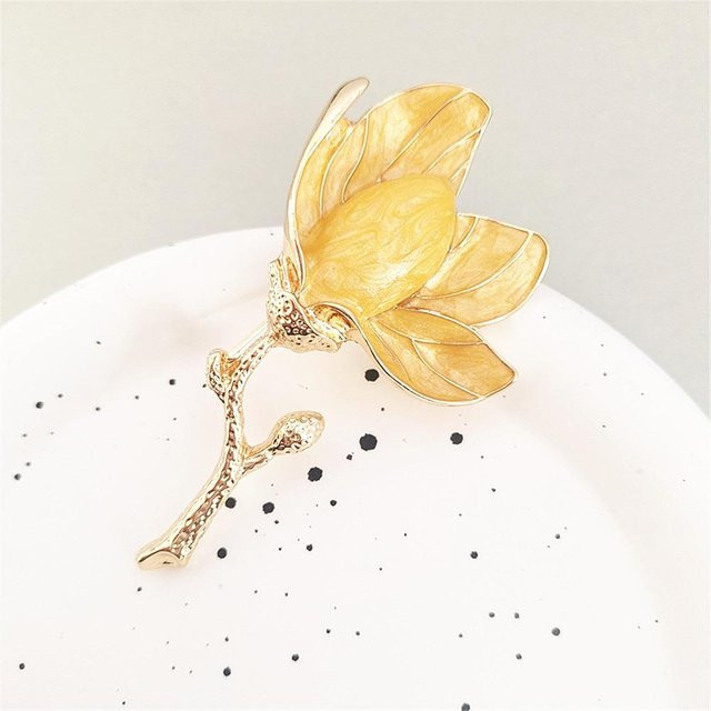 LAIMEIJIN Magnolien-Korsage, Emaille, gelb, Damen - Bild 1