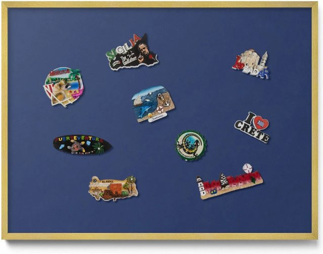 Tulup Magnettafel Dekorativ Bedruckt Marineblau mit Goldrahmen B: 80 cm, H: 60 cm - Bild 1