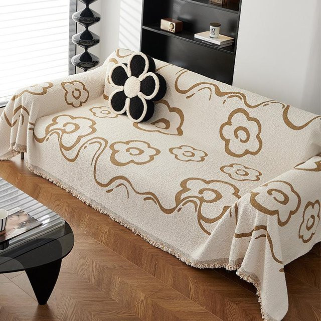 Super Six Halbvelours Sofabezug mit Blumenmuster, rutschfest, B: 180 cm, T: 130 cm - Bild 1
