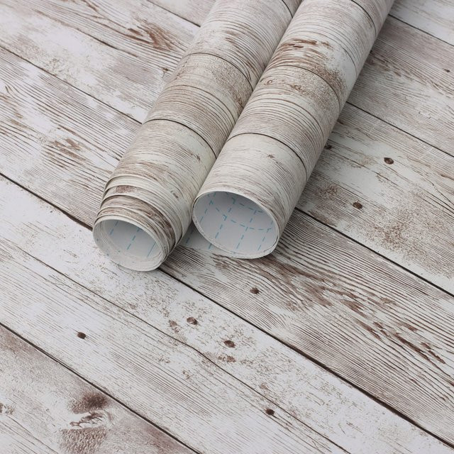 Selbstklebende Wandtapete von ctzsoop in Retro-Holzmaserung aus wasserdichtem PVC, Breite: 45 cm - Bild 1