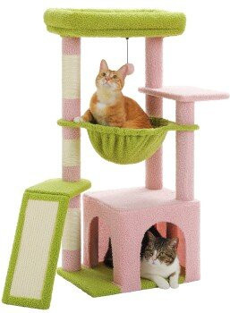 Pawz Road Kleiner Katzenbaum mit Höhle und Hängematte in Pink, Höhe: 92 cm - Bild 1