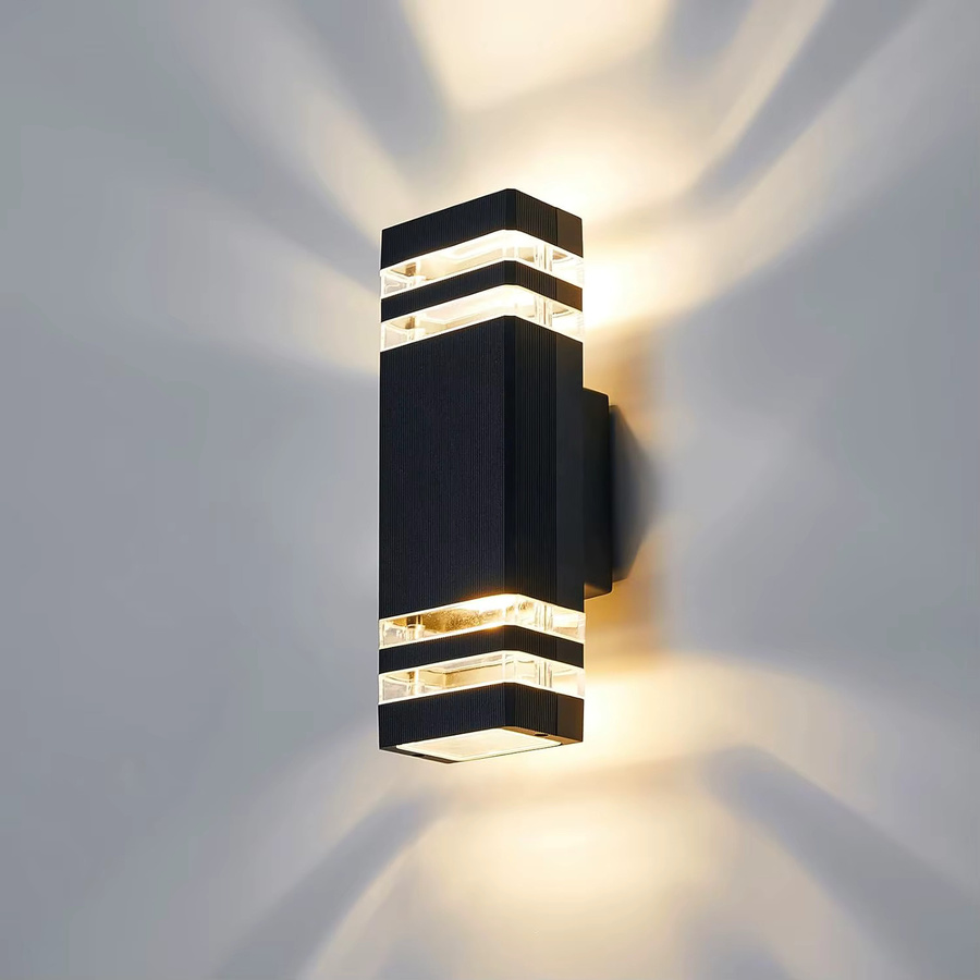 CANMEIJIA Wasserdichte Doppelkopf Wandleuchte E27 in Schwarz für moderne Außen- und Innenbeleuchtung im Wohnzimmer oder an Treppen - Bild 1
