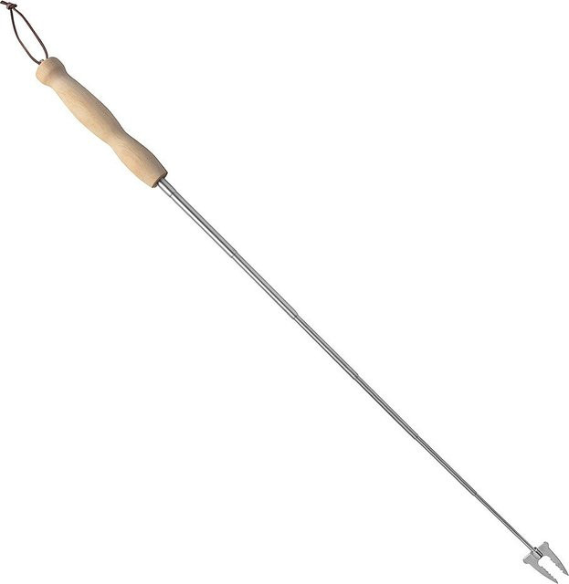 Teleskop-Grillgabel mit Holzgriff für Feuerkorb und Feuerschale, Länge: 80 cm - Bild 1