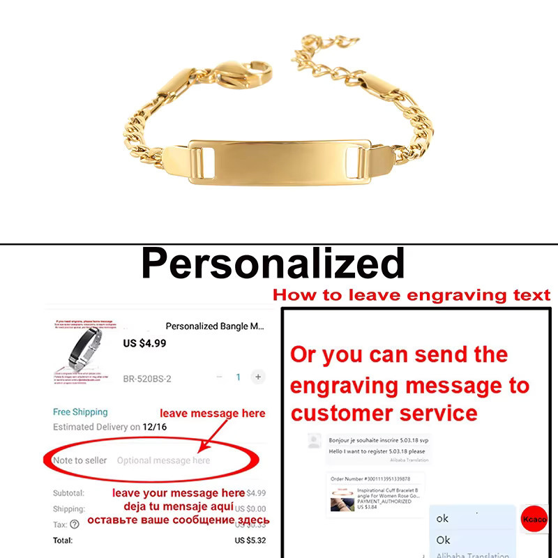 Kcaco Armband, Edelstahl, Gold, Unisex, Personalisiert - Bild 3