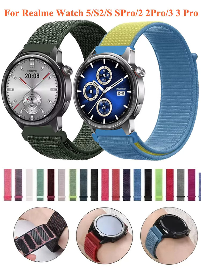 Realme Smartwatch Armband, Nylon, Schwarz, Unisex, 22 mm - Bild 6