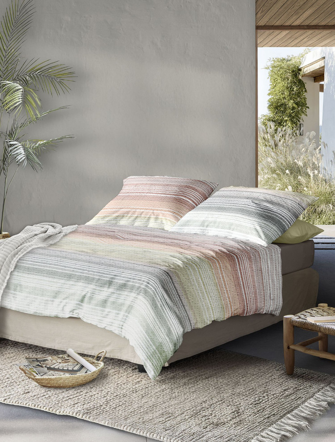 Irisette Easy Soft-Seersucker Bettwäsche aus Baumwolle mit Streifen in Pastell Bunt, B/H: 155 x 220 cm und 80 x 80 cm - Bild 1