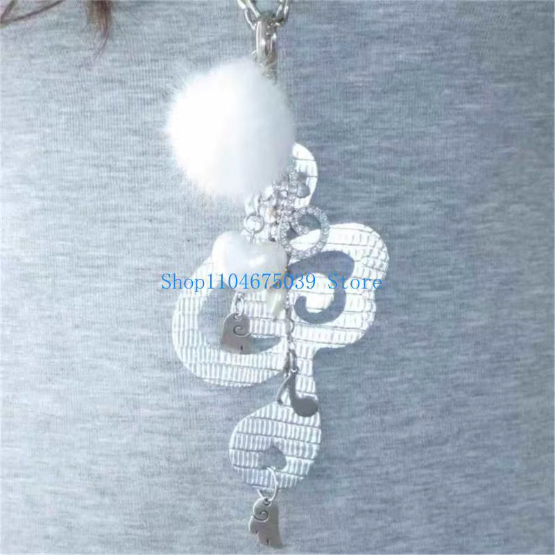 5asd Halskette mit Musiknoten-Anhänger, Kunststoff, Silber - Bild 3