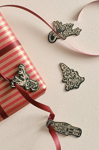 Jotex Christmas Etiketten 12er-Pack mit Nussknacker-Motiv in Blau und Multicolour - Bild 1