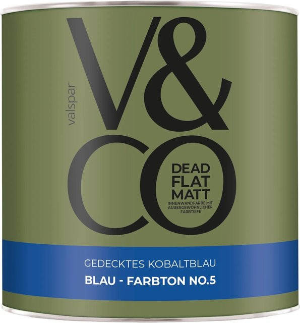 V&CO Premium-Innenfarbe Dead Flat Matt in Gedecktem Kobaltblau, 2,5 l - Bild 1