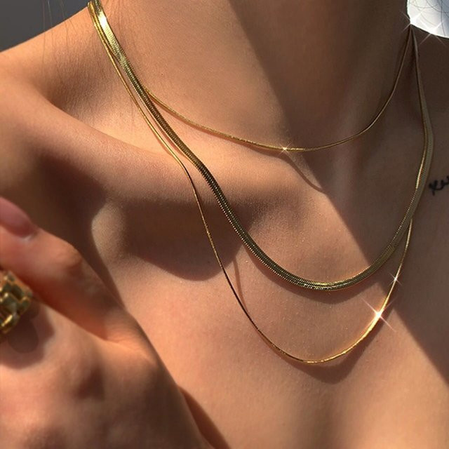 belleper Schlangenkette, doppellagig, Gold, Damen - Bild 1