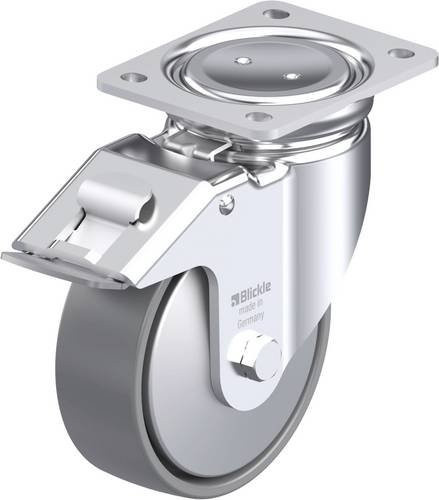 Blickle Stahlblech-Lenkrolle LUH-PO 150K-FI-ELS-FA in Silber/Grau mit 150 mm Rad-Durchmesser und 400 kg Tragfähigkeit - Bild 1