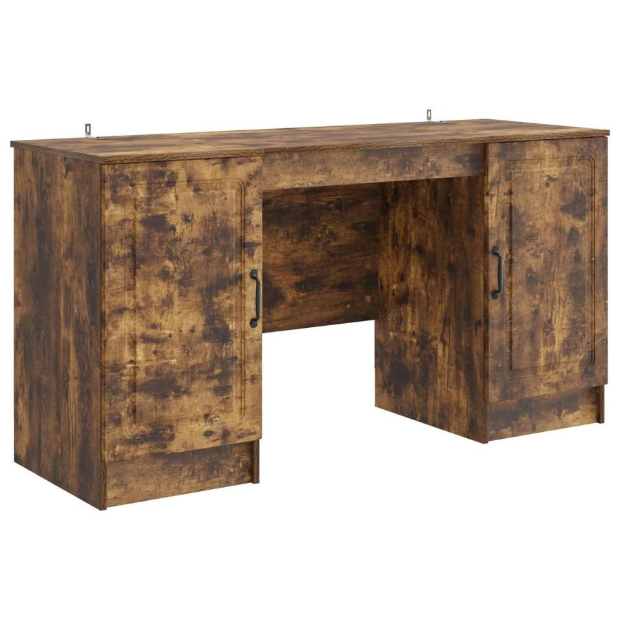 vidaXL Schreibtisch aus Holzwerkstoff in Geräucherte Eiche, Farbe Braun, B/T/H: 142,5 x 50 x 75 cm - Bild 2
