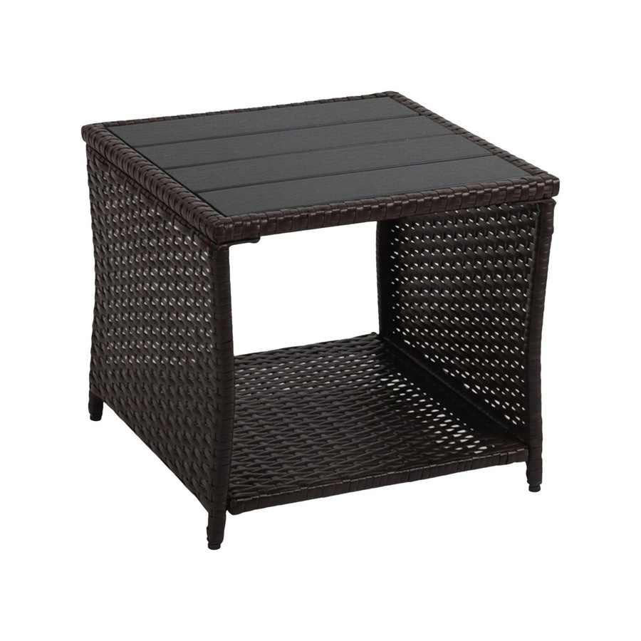 Wetterfester Relaxdays Balkontisch aus Polyrattan und WPC in Braun, B/T/H: 40 x 45 x 45 cm - Bild 2