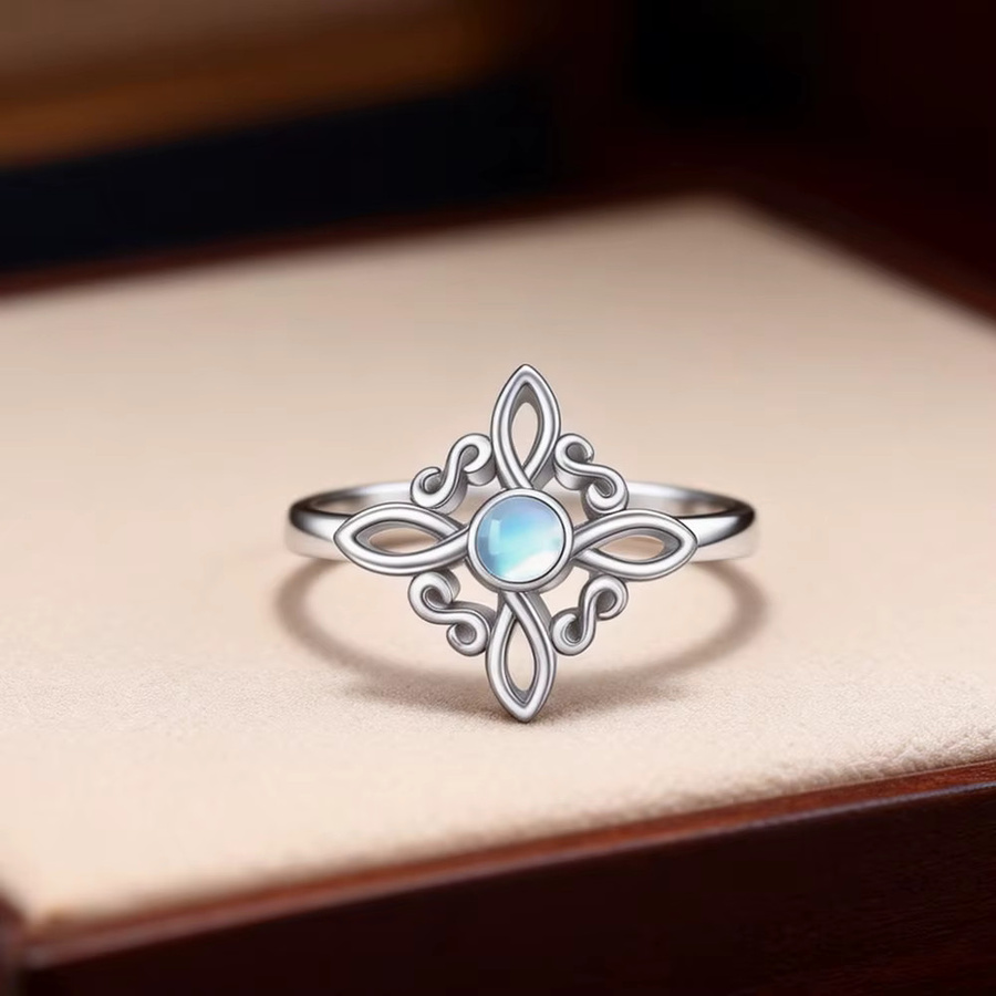 YILUOCD Ring Silber, Mondstein, Damen, Vintage - Bild 2