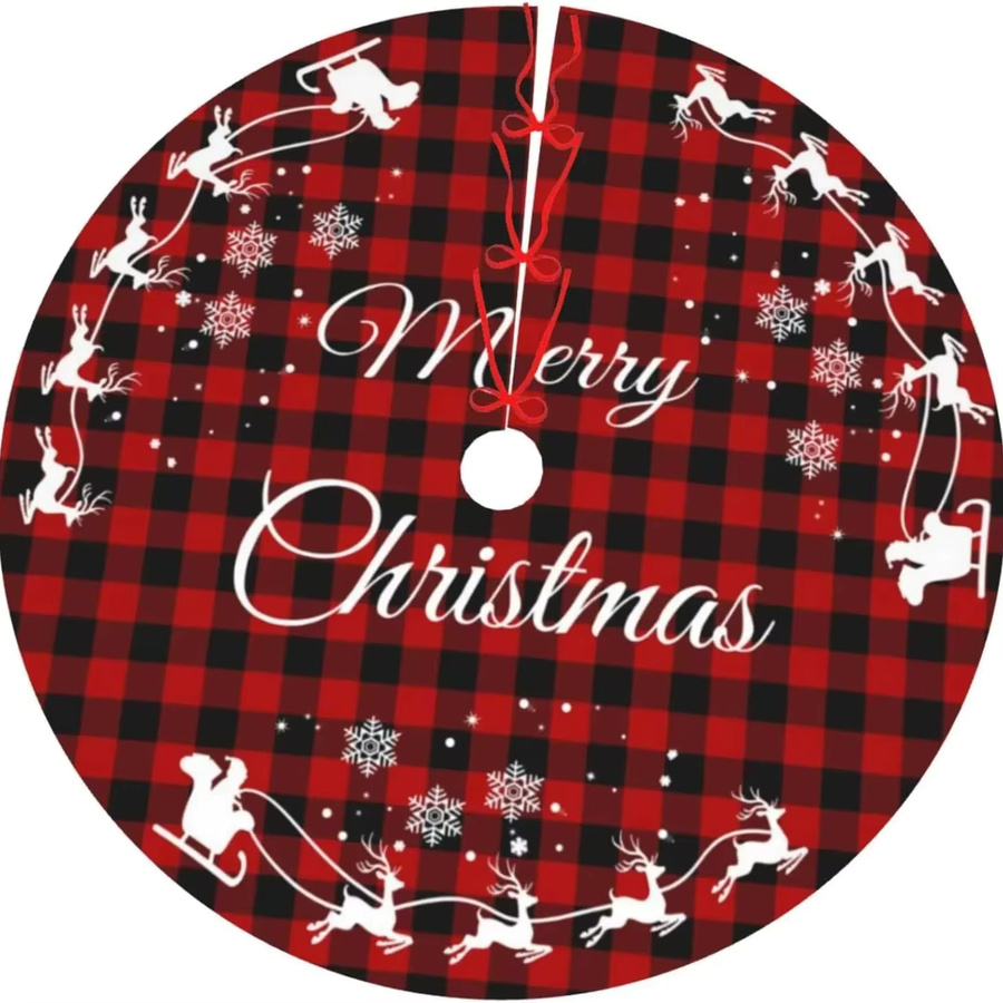 VIKAMA Weihnachtsbaumrock in Rot und Schwarz mit klassischem Tartan-Muster - Bild 3