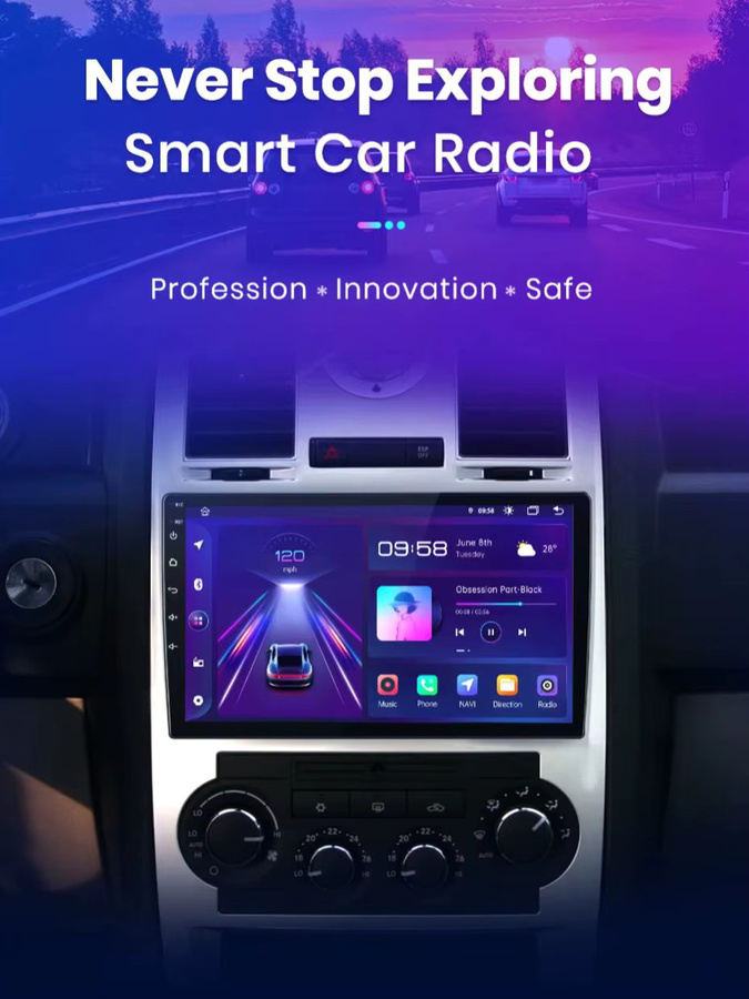 Junsun Autoradio für Nissan Navara 2006-2012 mit kabellosem CarPlay, Android Auto und Bluetooth 5.0 in Schwarz - Bild 1