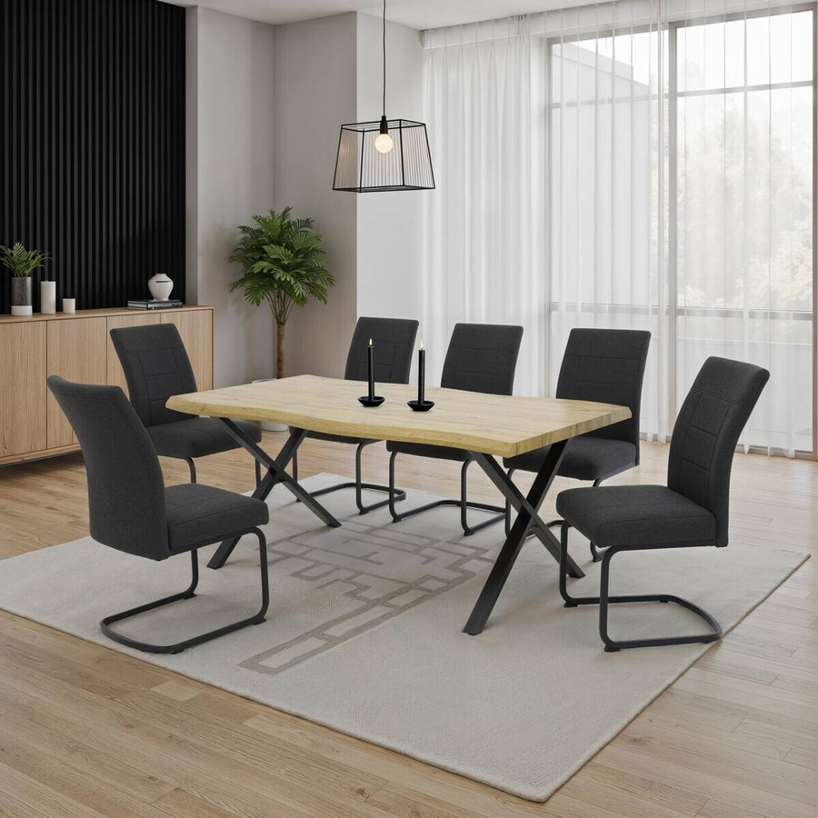 4er-Set Schwingstühle Hela Brindisi in Anthrazit mit Webstoff und Metallgestell, B/H/T: 48 x 98,5 x 67 cm - Bild 5