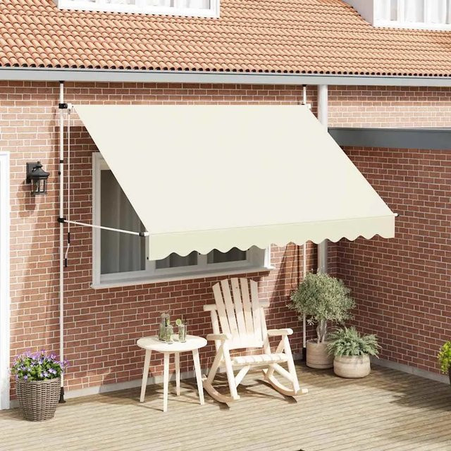 Furnicato Einziehbare Markise Handbetrieben, Farbe: Cremeweiß, Breite: 300 cm - Bild 1