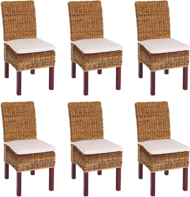 CHEFGASTRO Esszimmerstuhl 6er-Set Malibu Korbstuhl aus Bananengeflecht in Braun mit Kissen, H x B x T: 96 x 46 x 41 cm, Sitzhöhe: 46 cm - Bild 1