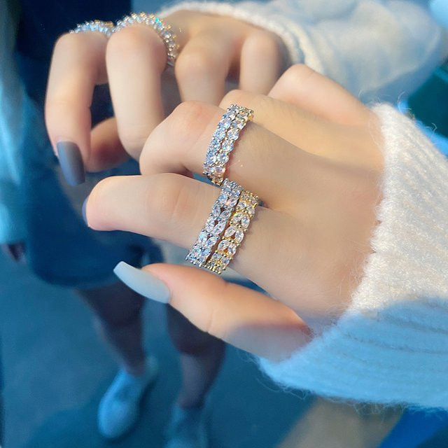 ANENJERY Ring, Bicolor, Zirkonia, Unisex - Bild 1