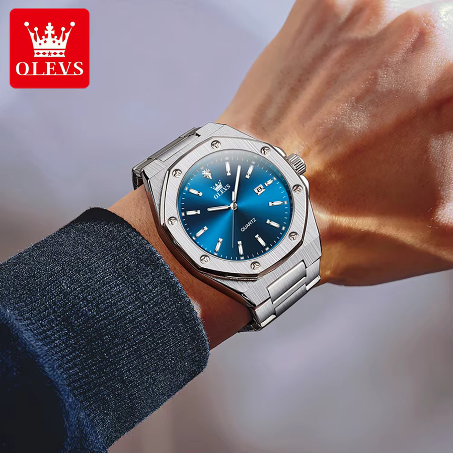 OLEVS Armbanduhr Quarz, Edelstahl, Silber, Herren - Bild 4