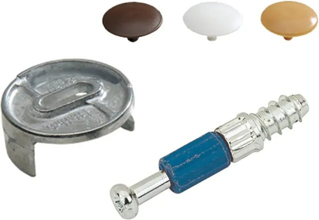 Hettich Verbindungsbeschlag mit Abdeckkappen in Silber, Stahl, 8 Stück, Durchmesser: 25 mm, Höhe: 24,5 mm - Bild 1