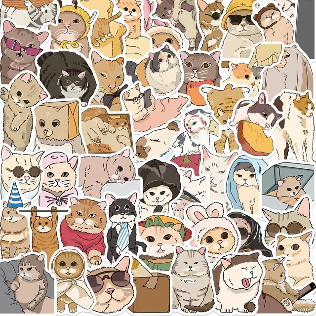 MRJIAANGSON Katzen Cartoon Tier Graffiti Aufkleber, 50-teiliges Set, multicolour - Bild 1