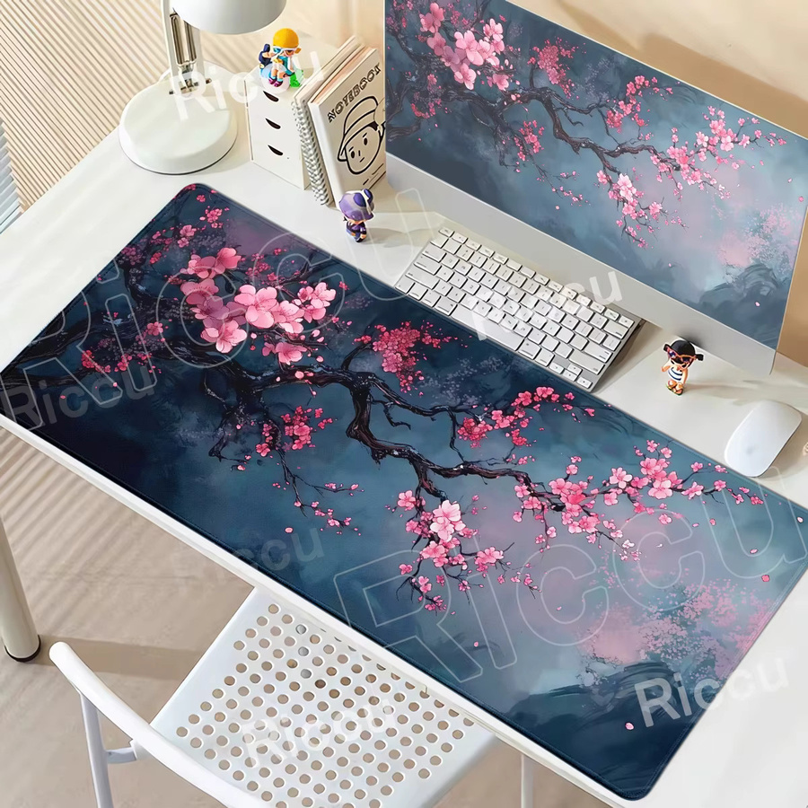Riccu Mauspad Kirschblüten Landschaft Multicolour Rutschfeste Schreibtischmatte für Home Office und Gaming - Bild 3