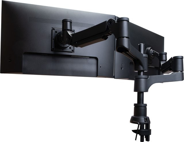 R-Go Caparo Doppelmonitorarm mit Gasfeder in Schwarz, verstellbar für 3-9 kg, VESA 100x100 mm - Bild 1
