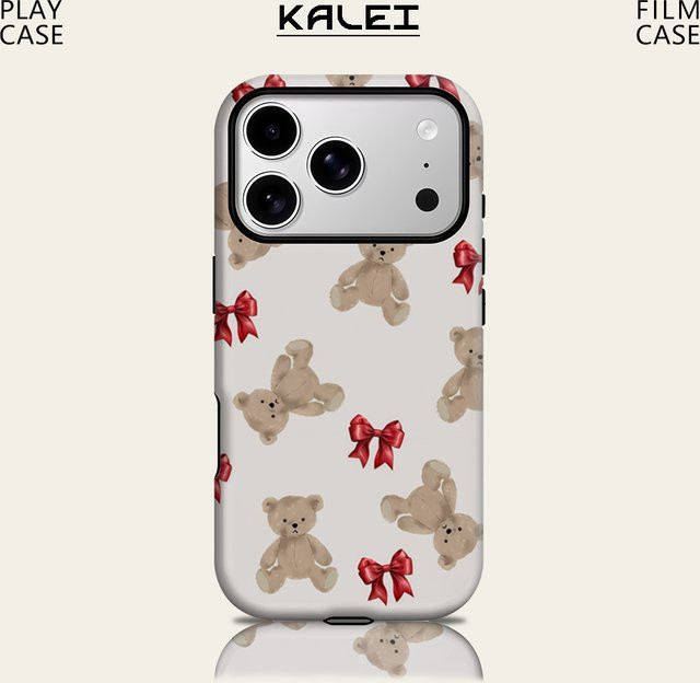 Potdemiel Teddy & Red Bow Magnetische Handyhülle für iPhone 17 16 15 14 13 Pro Max Plus, Robuste Doppel-Schicht-Hülle, Mehrfarbig - Bild 1