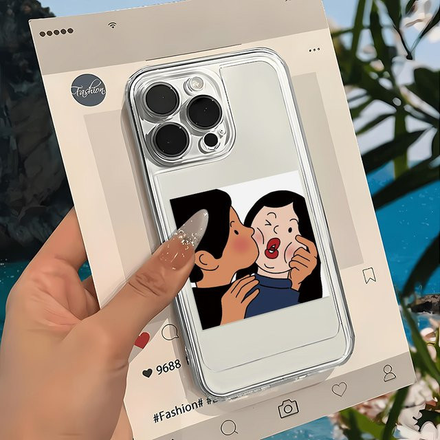 Ojeleye Liebe Paar Handyhülle für iPhone 17 Pro, 16, 15, 14, 13, 12, 11 und Pro Max, Soft Case Cover in Schwarz und Transparent - Bild 1