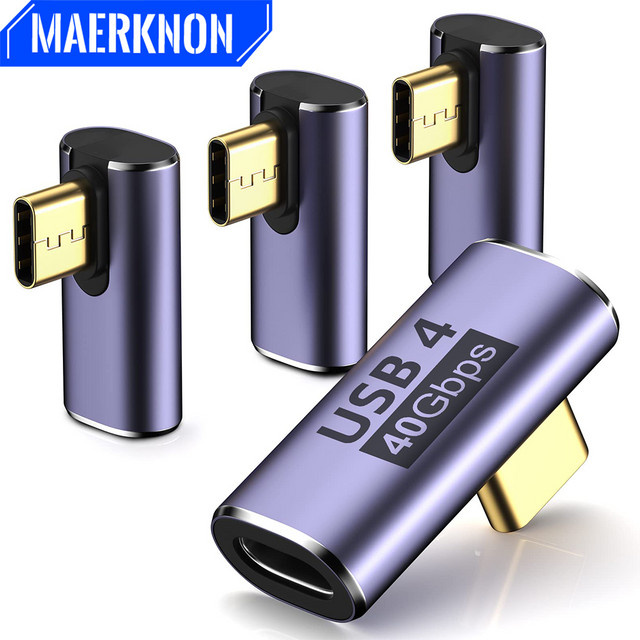 Maerknon USB-C Rechtswinkel-Adapter mit 90 Grad, 8K 60 Hz Videoübertragung, 40 Gbit/s Datenrate und PD 100 W Ladeleistung für Typ-C-Geräte - Bild 1