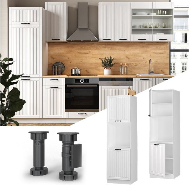 Vicco Herdumbauschrank Fame-Line Landhaus Weiß mit Softclose-Scharnieren und Einlegeböden, Breite: 60 cm - Bild 1