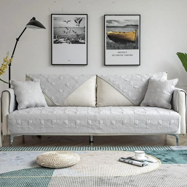 Einfarbiges Baumwoll-Stickkissen in Grau, quadratischer Sofabezug für das Wohnzimmer, B/T: 70 x 70 cm - Bild 1