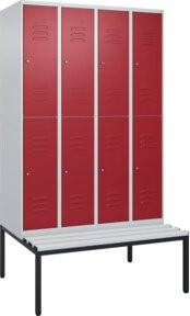 C+P Doppelstock-Spind Classic PLUS Sitzbank mit 4 Abteilen und Zylinderschloss, B/T/H: 212,0 x 120,0 x 81,5 cm - Bild 1
