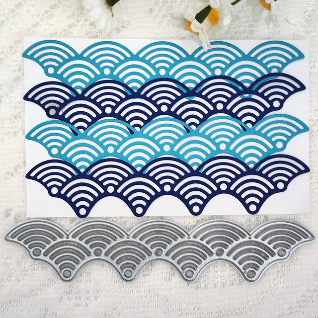 Metall Schneideform Stencil mit Filmrollen, Gitter und Wellenmuster für Scrapbooking in Blau - Bild 1