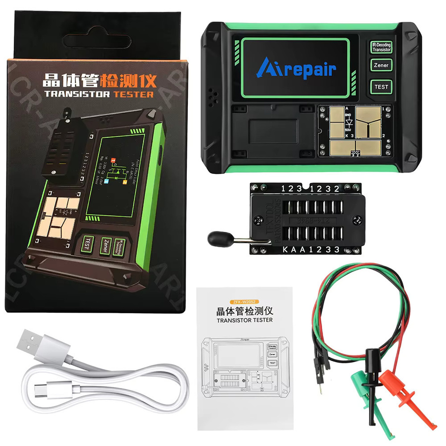 Gaqqee LCR-AR1 Transistortester mit 1,9-Zoll-Display, LCR ESR Meter für Dioden, Trioden, Kapazitäten, Widerstände sowie MOS FET NPN PNP SMD, Schwarz - Bild 2