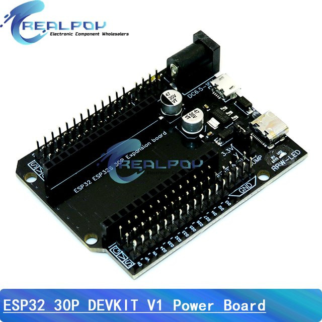 REALPOY ESP32-WROOM-32 Erweiterungs-Entwicklungsplatine DevKit V1 Shield Modul in Schwarz - Bild 1