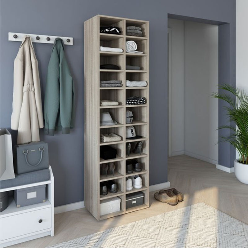 Vicco Schuhregal Paris Sonoma mit 7 Fächern und verstellbaren Einlegeböden in Braun und Beige - Bild 2