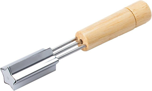 TOMTOP JMS Sternförmige Keks-Ausstechform aus Edelstahl mit Holzgriff in Beige und Silber - Bild 1