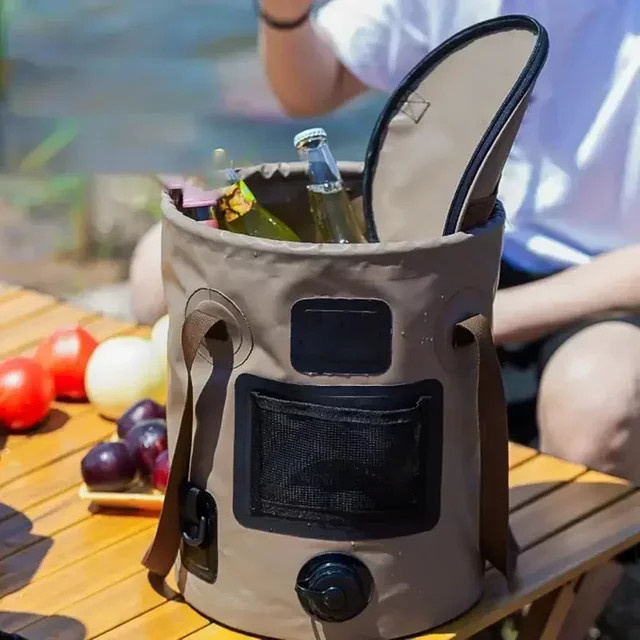 HOCOSHINE Tragbarer faltbarer Eimer in Coral mit 25l Fassungsvermögen für Outdoor und Reise - Bild 1