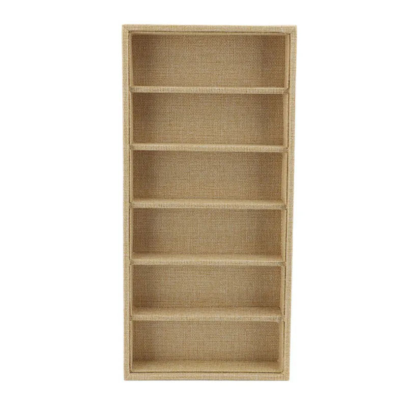 TOMTOP JMS Sonnenbrillen Organizer und Schmucktablett aus Leinen und Holz, 6 Fächer, Gelb/Beige, B/T/H: 18,5 x 18,5 x 3,2 cm - Bild 2
