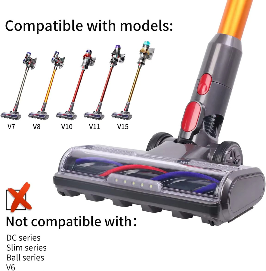 Dyson Ersatzteil Motorhead Bodenbefestigung mit LED-Scheinwerfer für V7 V8 V10 V11 V15 SV10 SV12 SV14 Tiers Staubsauger - Bild 3