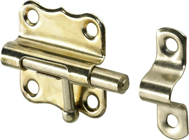 Hettich Grendelriegel in Gold/Messing mit Schraubbefestigung, Breite: 33 mm, Höhe: 55 mm - Bild 1
