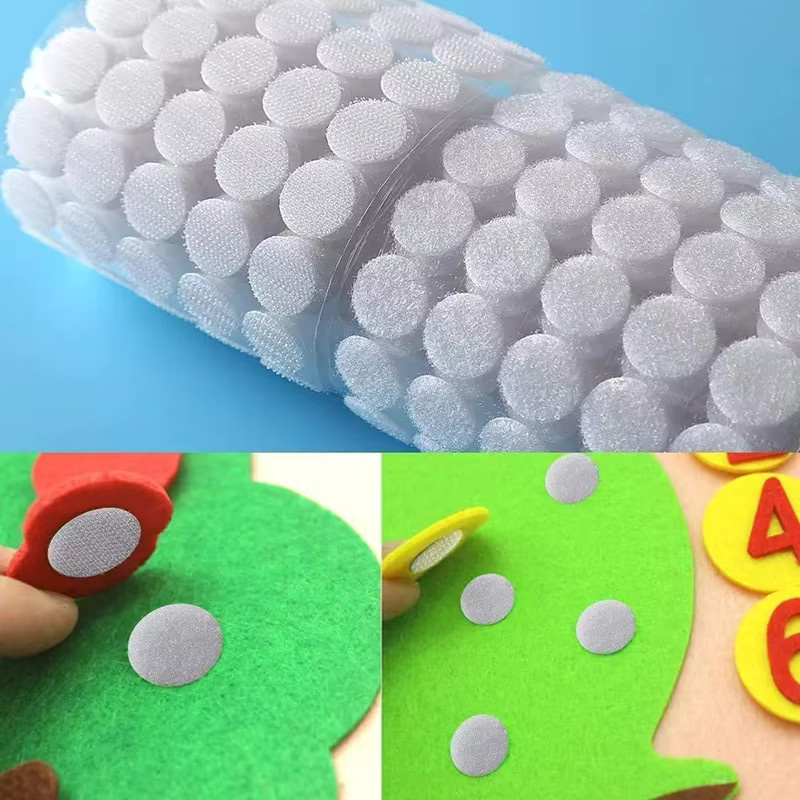 100 Paar JING-J Klettverschluss Punkte aus Nylon mit selbstklebender Rückseite, runde Haken und Schlaufen für Schule und Büro, Farben: Schwarz und Weiß, Durchmesser: 10 mm, 15 mm oder 20 mm - Bild 2