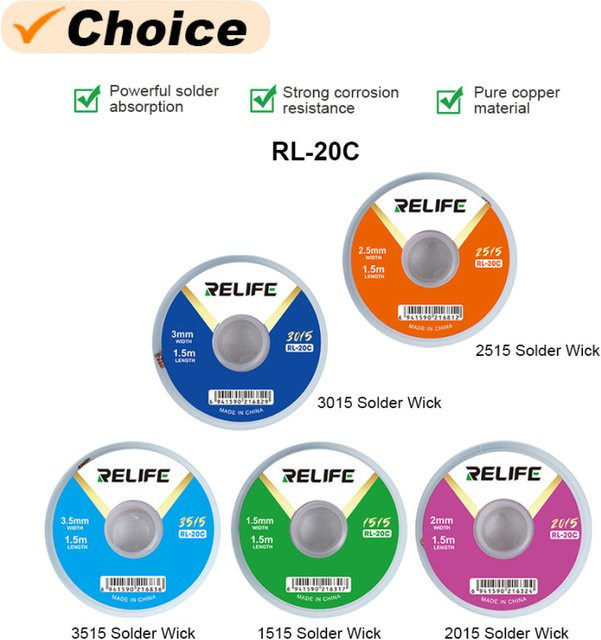 RELIFE RL-20C Lötdraht zum Entfernen von Lot für die Reparatur von Mobiltelefonen und PCB - Bild 1