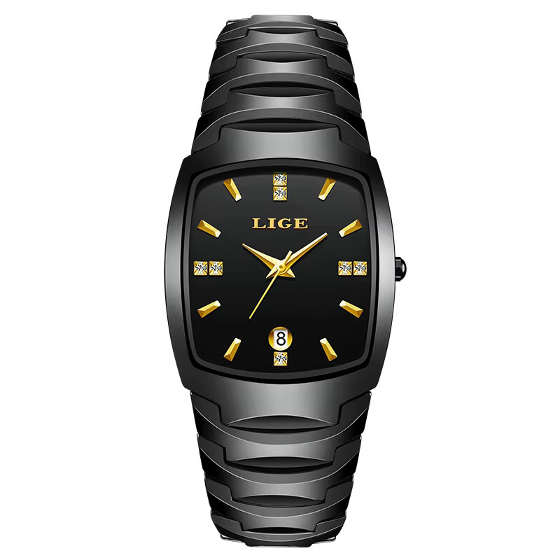 LIGE Armbanduhr Keramik, Diamantbesetzt, Quarz, Schwarz, Damen - Bild 6