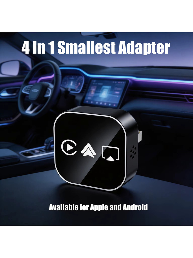 NUOYING 4-in-1 Wireless CarPlay und AirPlay Adapter mit AI Smart Car System in Schwarz und Silber - Bild 6
